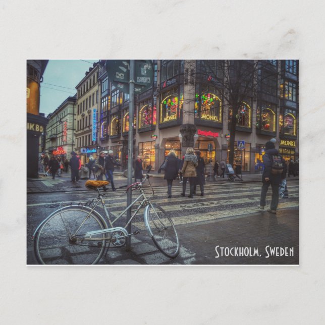 Cartão Postal Visão dinâmica de Estocolmo, Suecia (Frente)