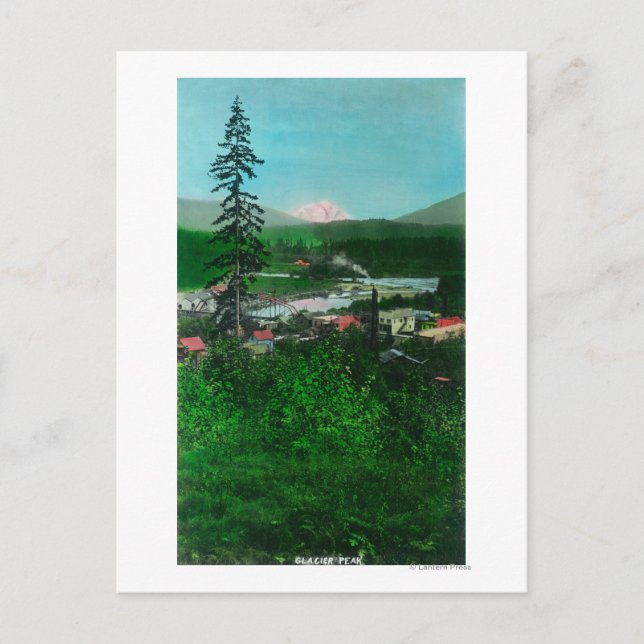 Cartão Postal Visão Distante do Pico e Cidade do Glaciar (Frente)