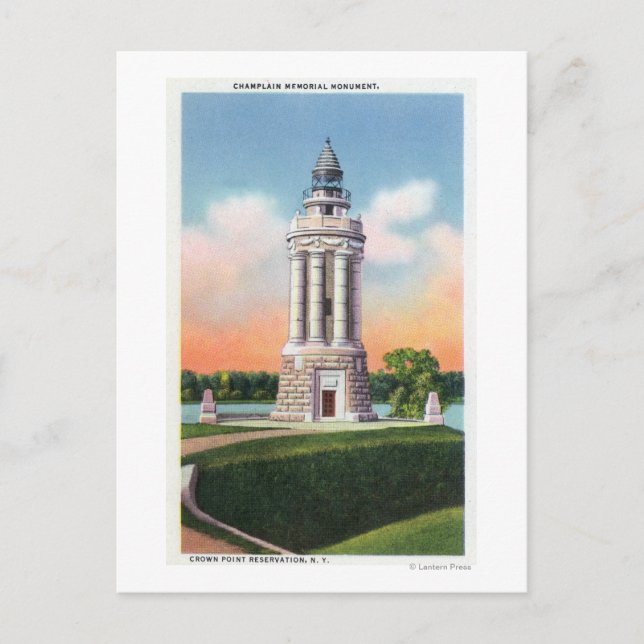 Cartão Postal Visão do Monumento Memorial Champlain (Frente)