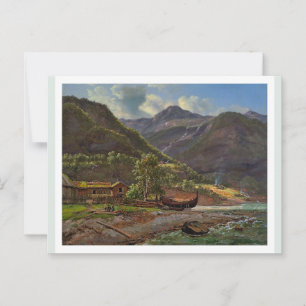 Cartão Postal Visão do Skjolden em Lyster, Noruega 1843 JCC Dahl