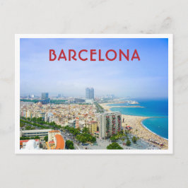 Cartão Postal Visão Espanha de Barcelona da Cidade e Praia