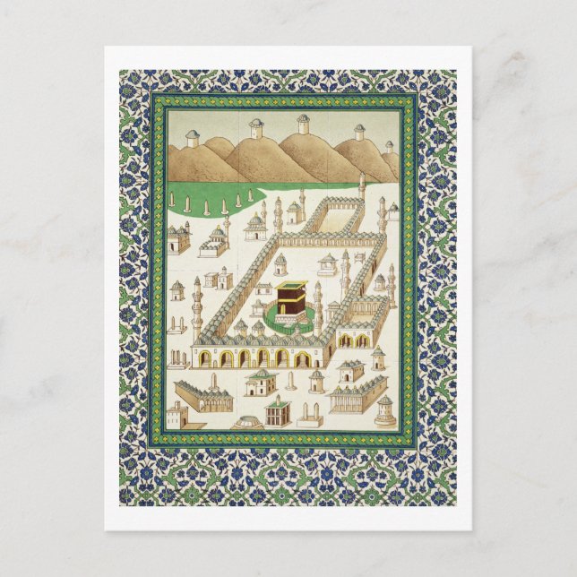 Cartão Postal Visão Esquemática de Meca, mostrando o Qua'bah, de (Frente)