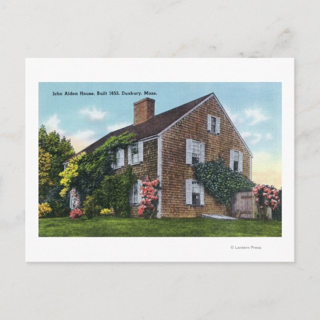 Cartão Postal Visão Exterior da Casa John Alden (Frente)