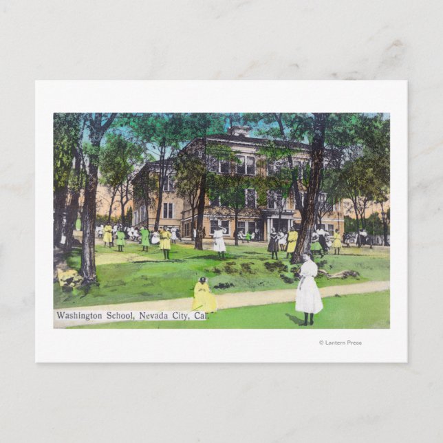 Cartão Postal Visão Exterior da Escola Washington (Frente)