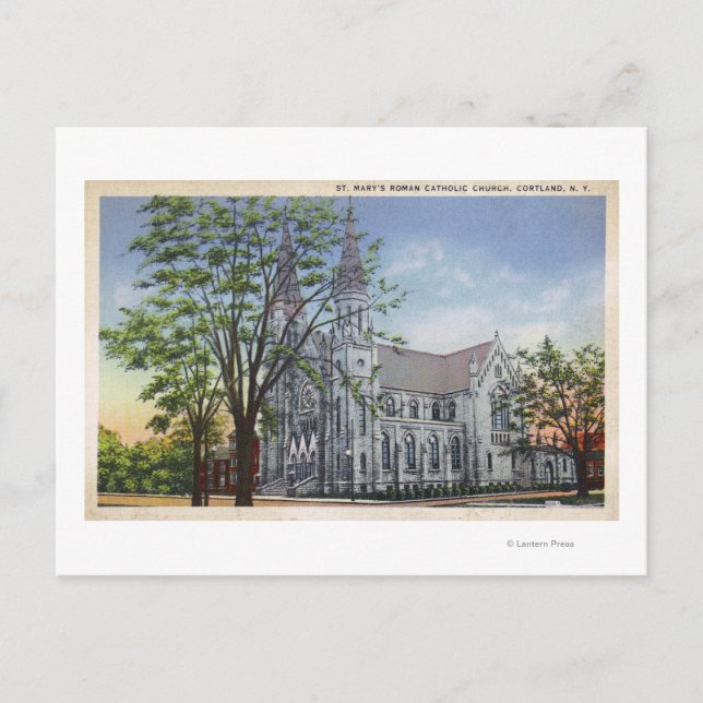 Cartão Postal Visão Exterior das Ruas. Igreja de Maria (Frente)