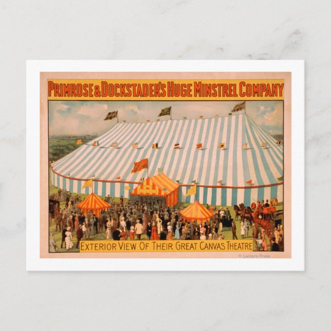 Cartão Postal Visão Exterior de Minstrel sobre Teatro de Canvas  (Frente)