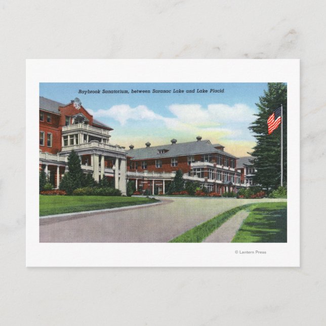 Cartão Postal Visão Exterior de Raybrook Sanatorium (Frente)