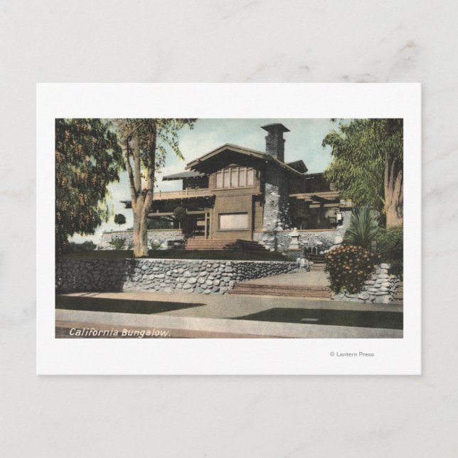 Cartão Postal Visão Exterior de um Bungalow californiano (Frente)