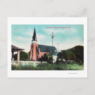 Cartão Postal Visão Exterior de uma Igreja Católica