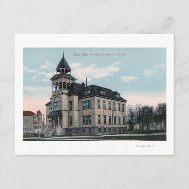 Cartão Postal Visão Exterior do Bldg do East Side School (Frente)