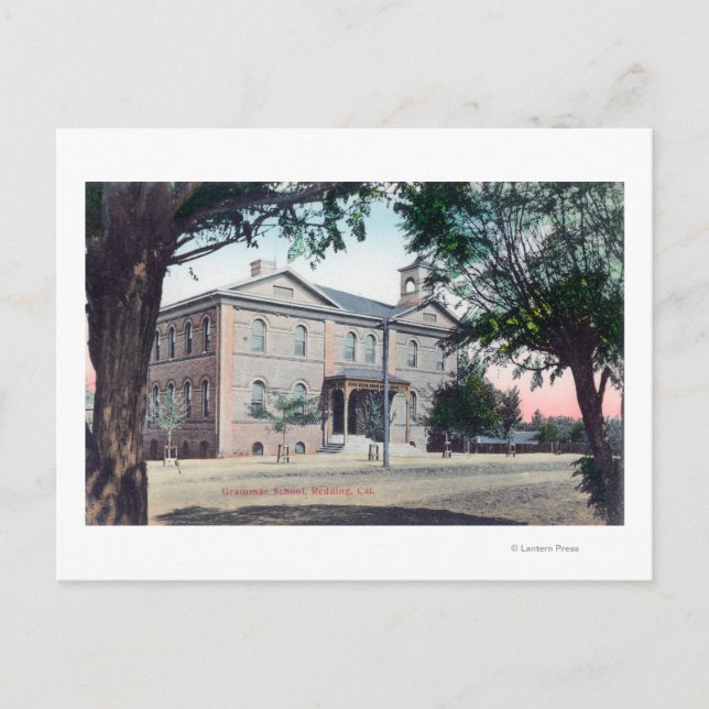 Cartão Postal Visão Exterior do Grammar SchoolReding, CA (Frente)