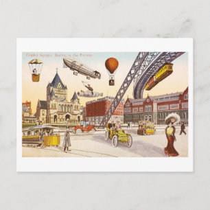 Cartão Postal Visão Futurística Vintage da Praça Copley, Boston