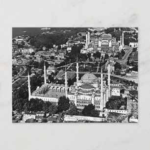 Cartão Postal Visão geral da mesquita azul Vintage Turquia Istam