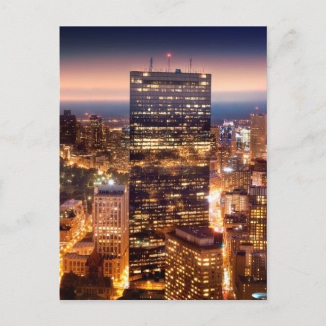 Cartão Postal Visão geral de Boston à noite (Frente)