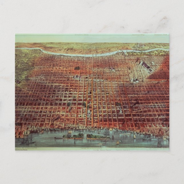 Cartão Postal Visão Geral de Filadélfia, 1875 (Frente)