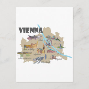 Cartão Postal Visão Geral do Mapa da Áustria em Viena