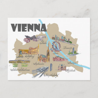 Cartão Postal Visão Geral do Mapa da Áustria em Viena