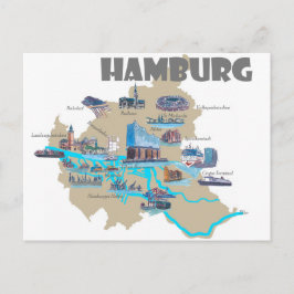 Cartão Postal Visão Geral do Mapa Hamburgo