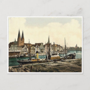 Cartão Postal Visão geral, Lubeck, Alemanha clássico Photochro