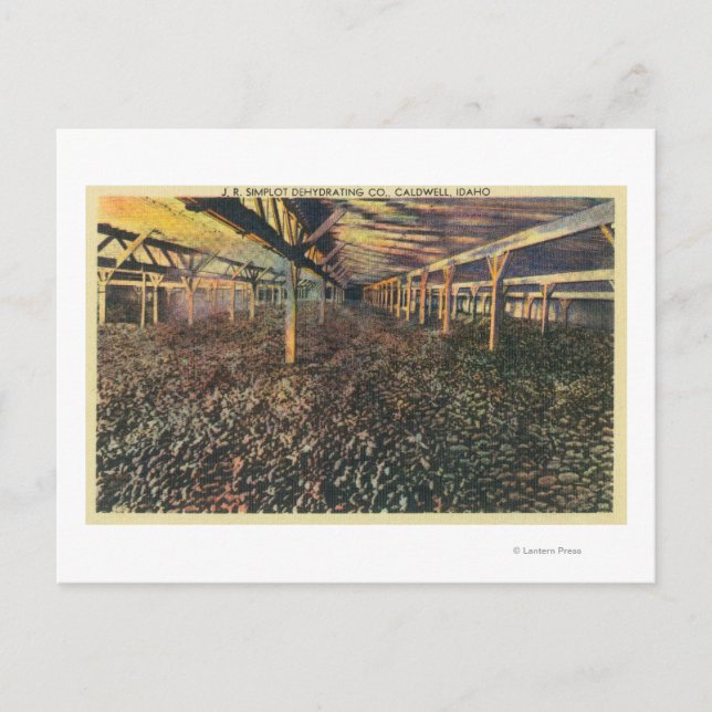 Cartão Postal Visão interior do JR Simplot Desidratando Co (Frente)