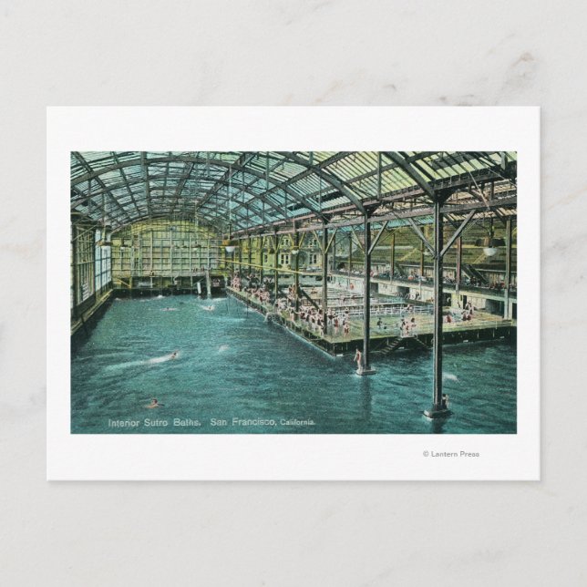 Cartão Postal Visão interior dos banhos interiores de Sutro (Frente)