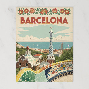 Cartão Postal Visão Mosaica de Barcelona com Estilo Gaudí
