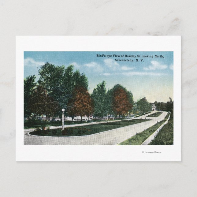 Cartão Postal Visão norte da Rua Bradley (Frente)