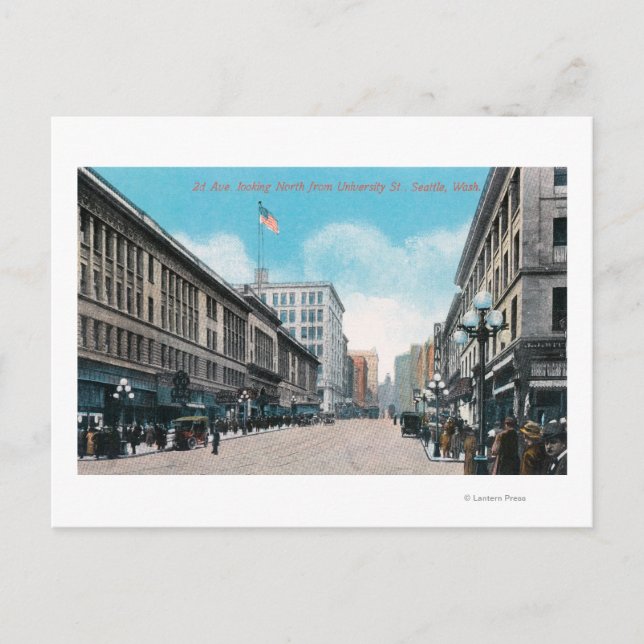 Cartão Postal Visão norte do segundo Ave da Rua Universitária (Frente)