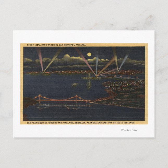 Cartão Postal Visão Noturna da Área Metropolitana de Bay (Frente)