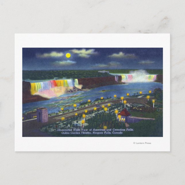 Cartão Postal Visão Noturna do Teatro Oakes Garden e (Frente)