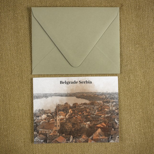 Cartão Postal Visão Panorama do Skyline da Sérvia Belgrado (belgrade serbia city view travel postcard)