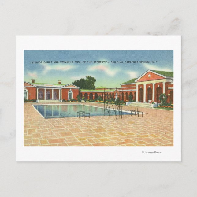 Cartão Postal Visão Piscina e Tribunal Interior do Bldg de Recri (Frente)