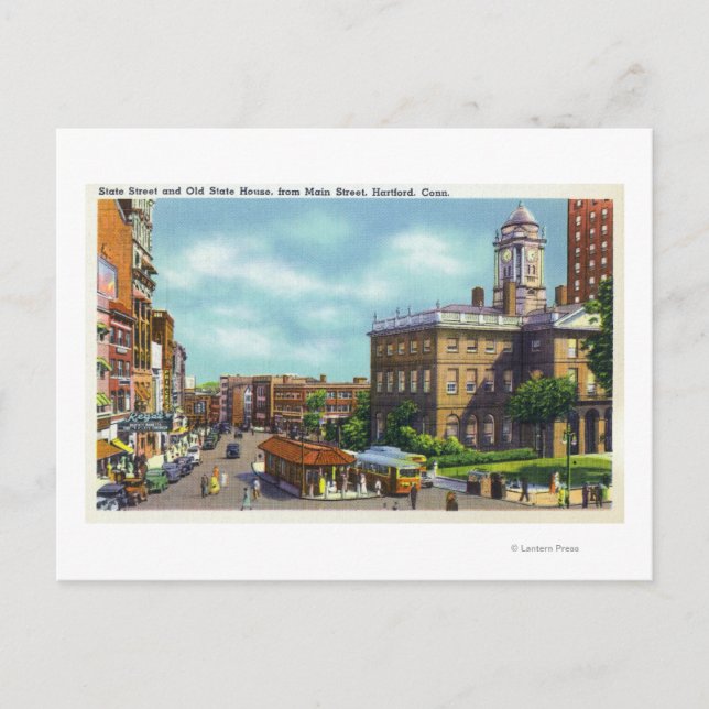 Cartão Postal Visão Principal da Rua do Estado e Estado Antigo (Frente)