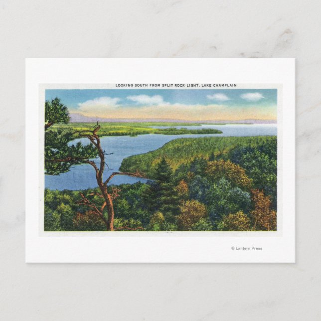 Cartão Postal Visão Sul do Lago de Split Rock Light (Frente)
