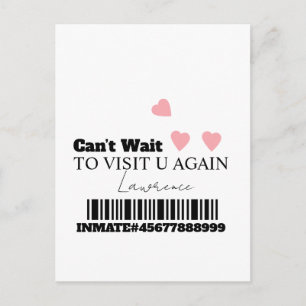 Cartão Postal Visita de Corações Fofos à Distância na Prisão