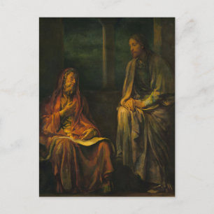 Cartão Postal Visita de Nicodemus ao Cristo de John La Farge