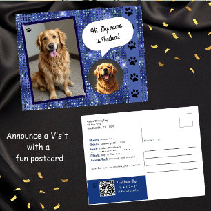 Cartão Postal Visita do Cão de Terapia Blue Sparkle