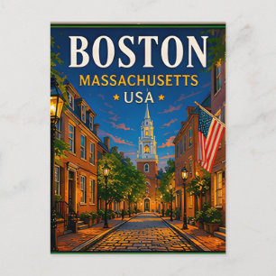 Cartão Postal 🍁 Visita Histórica a Boston Massachusetts 🍁
