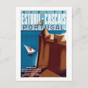 Cartão Postal Visita Vintage Estoril-Cascais Portugal Viagem Pos