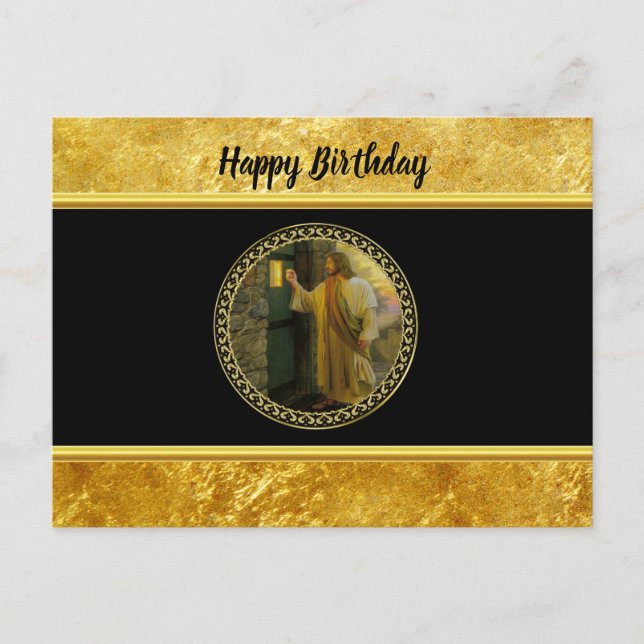 Cartão Postal Visitação ao amanhecer Jesus batendo em uma porta  (Frente)