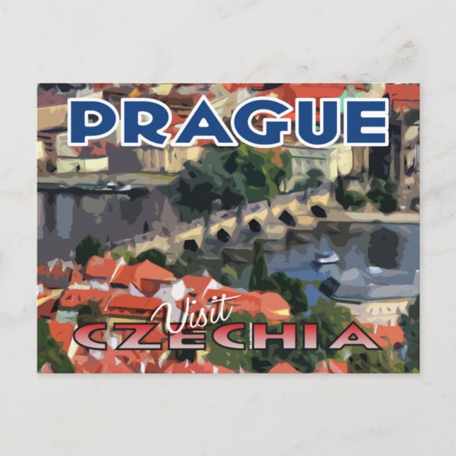 Cartão Postal Visitar... Praga, Tchecia (Frente)