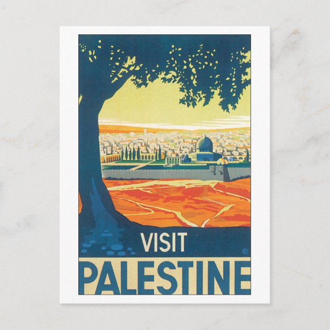 Cartão Postal Visite a Viagens vintage da Palestina (Frente)