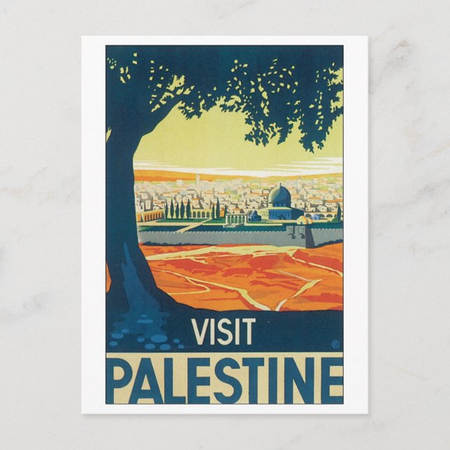 Cartão Postal Visite a Viagens vintage da Palestina (Frente)