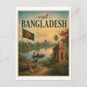 Cartão Postal Visite Bangladesh Travel Vintage