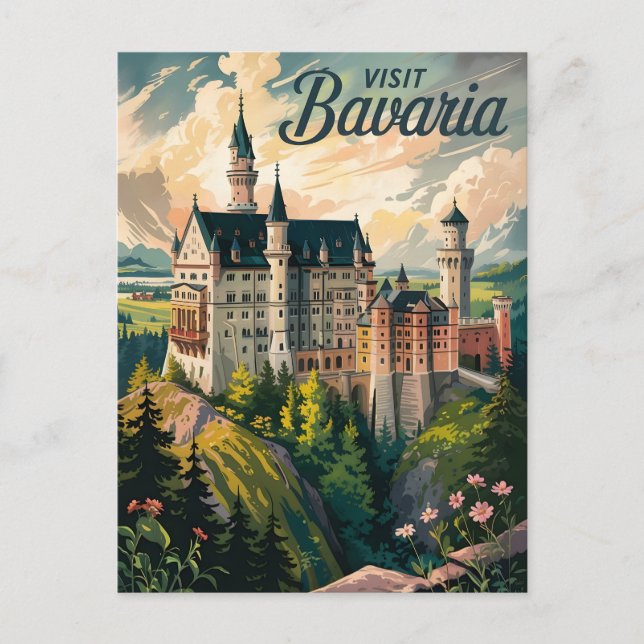 Cartão Postal Visite Bavaria, Alemanha (Frente)