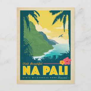 Cartão Postal Visite Beauful Na Pali, Havaí