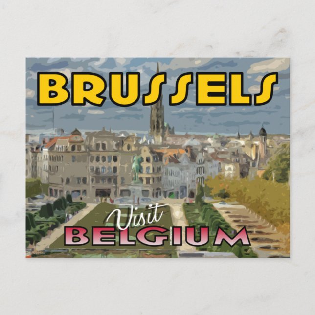 Cartão Postal Visite Bruxelas, Bélgica (Frente)