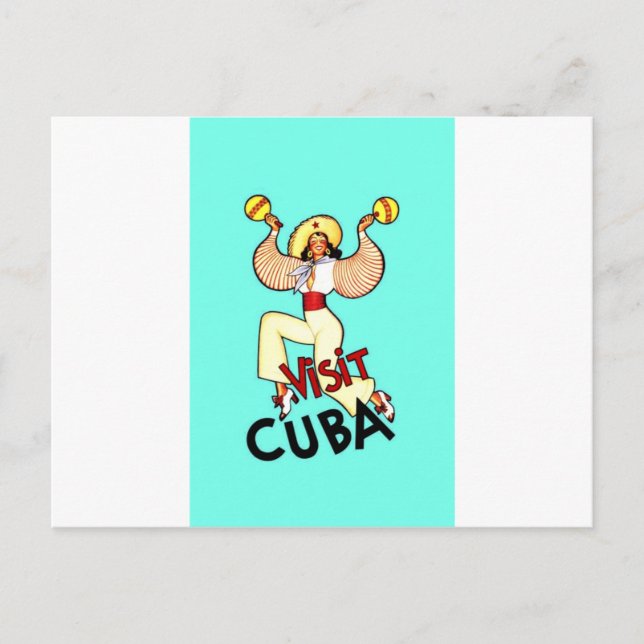 Cartão Postal Visite Cuba Viagens vintage (Frente)