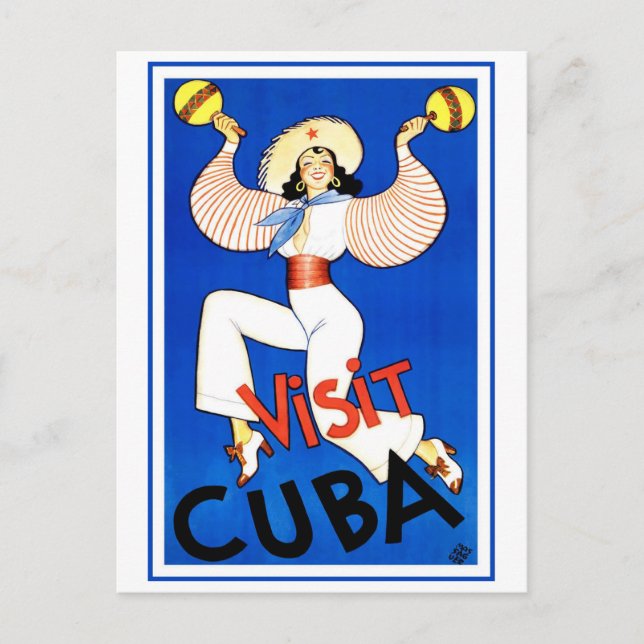 Cartão Postal Visite Cuba Vintage (Frente)
