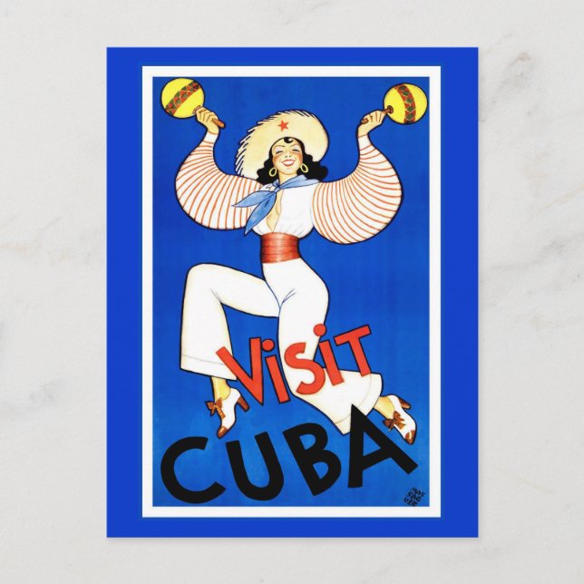 Cartão Postal Visite Cuba Vintage (Frente)